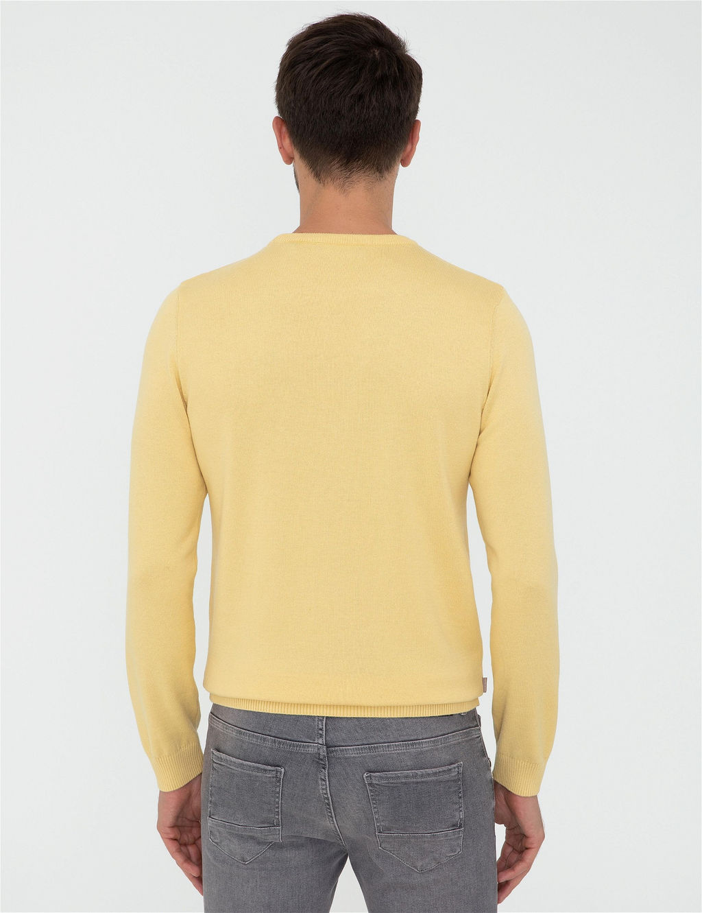 A__k Sar_ Slim Fit Bisiklet Yaka Basic Triko Kazak