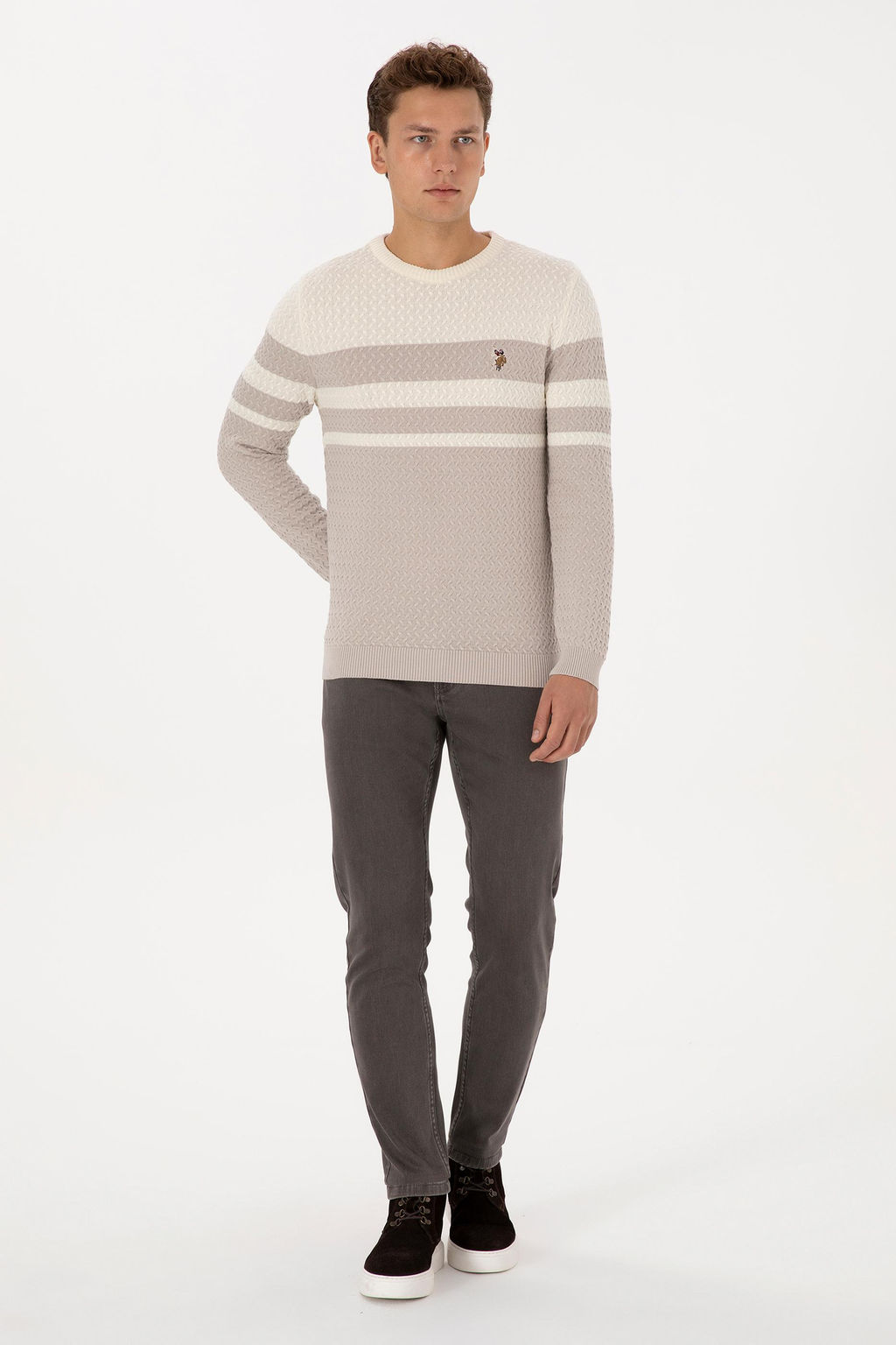 Erkek Slim Fit Bisiklet Yaka Ta_ Kazak - U.s. polo assn фото 4