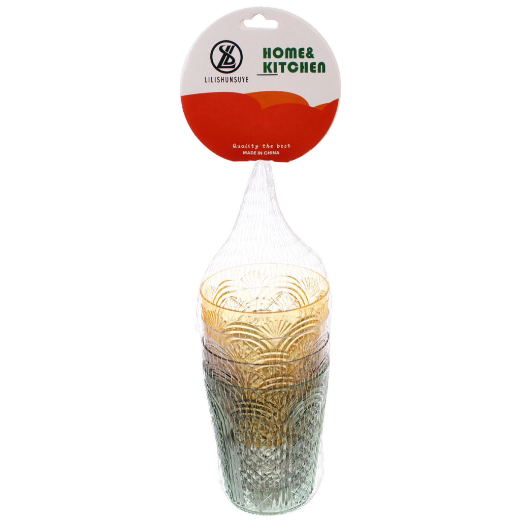 Цена за 2 шт. Стакан пластиковый 350мл "Веер" в наборе 4шт, микс цветов