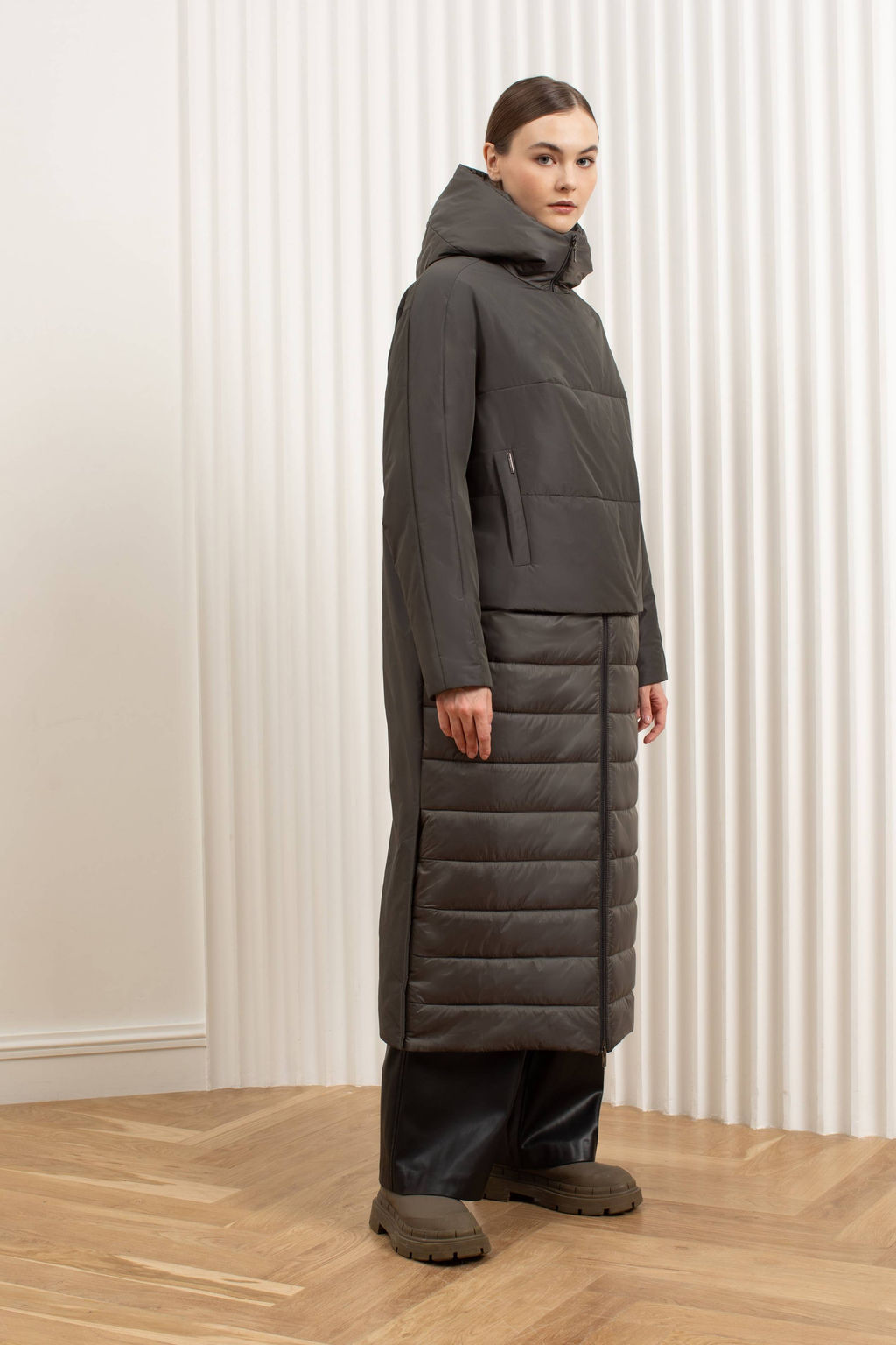 Пальто женское арт. 262W, оливка темная, р. 48