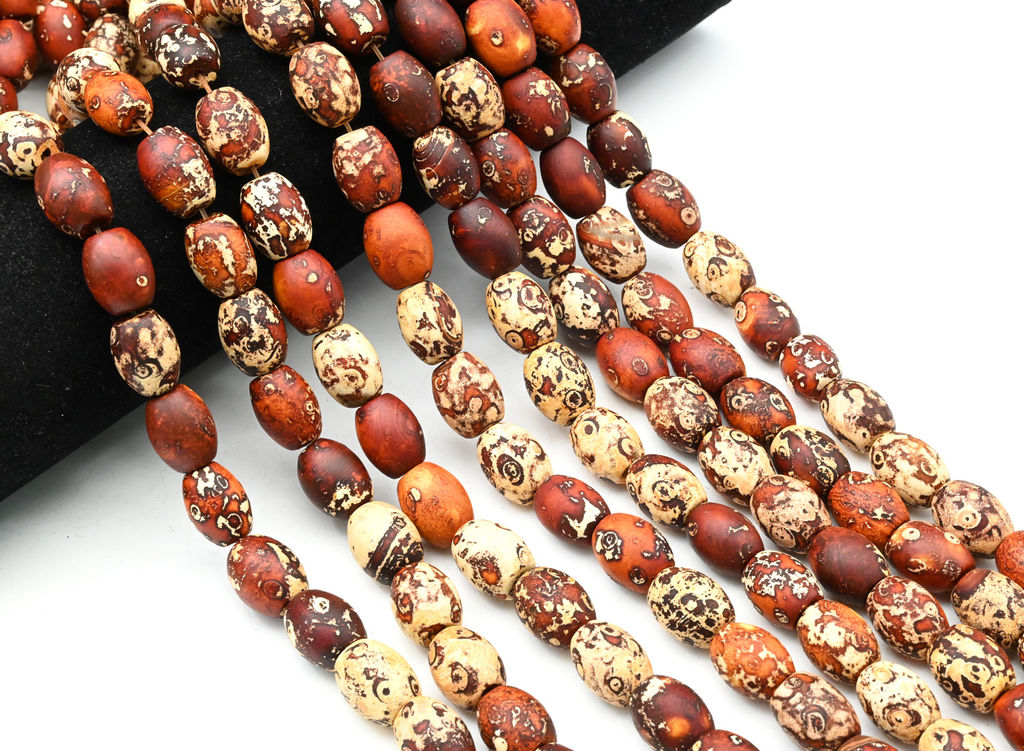 Бусины из агата тибетского бочонок 12*15мм цвет рыжий, 34см, 22 бусины Радуга камня