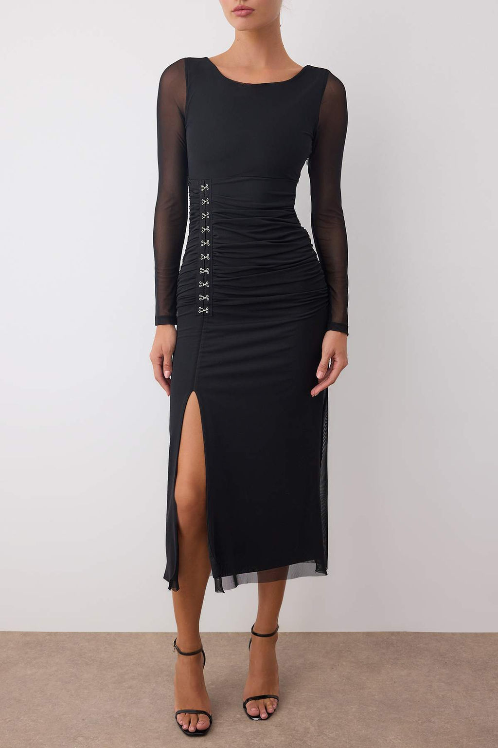 Siyah Duz Agrafl? Orme Tul Maxi Astarl? Kokteyl Elbise TPRAW26EL00003 - Trendyolmilla фото 3