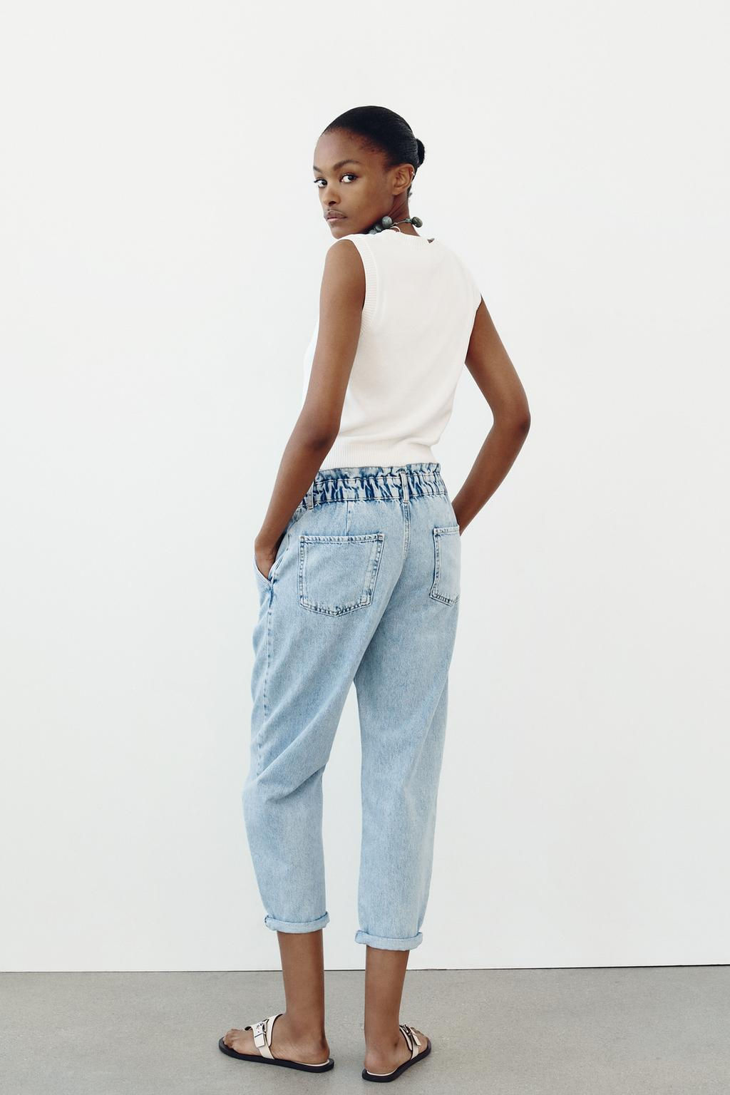 Z1975 HIGH-WAIST BAGGY PAPERBAG JEANS - Zara фото 4