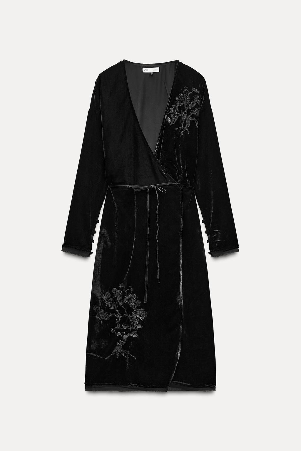 ZW COLLECTION EMBROIDERED VELVET KIMONO - Zara фото 6