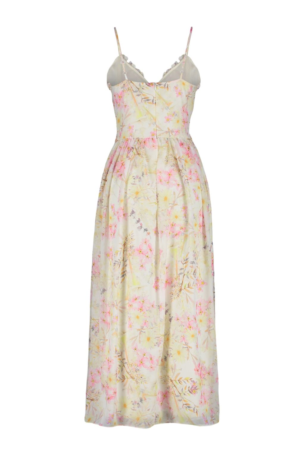 TRENDYOLMILLA Ekru Cicek Desenli A-Kesim F?rf?r Detayl? Astarl? Sifon Maxi Dokuma Elbise TWOSS23EL02013 фото 8