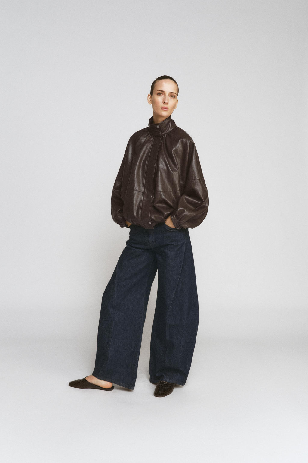 ZW COLLECTION LEATHER EFFECT BOMBER JACKET - Zara фото 18