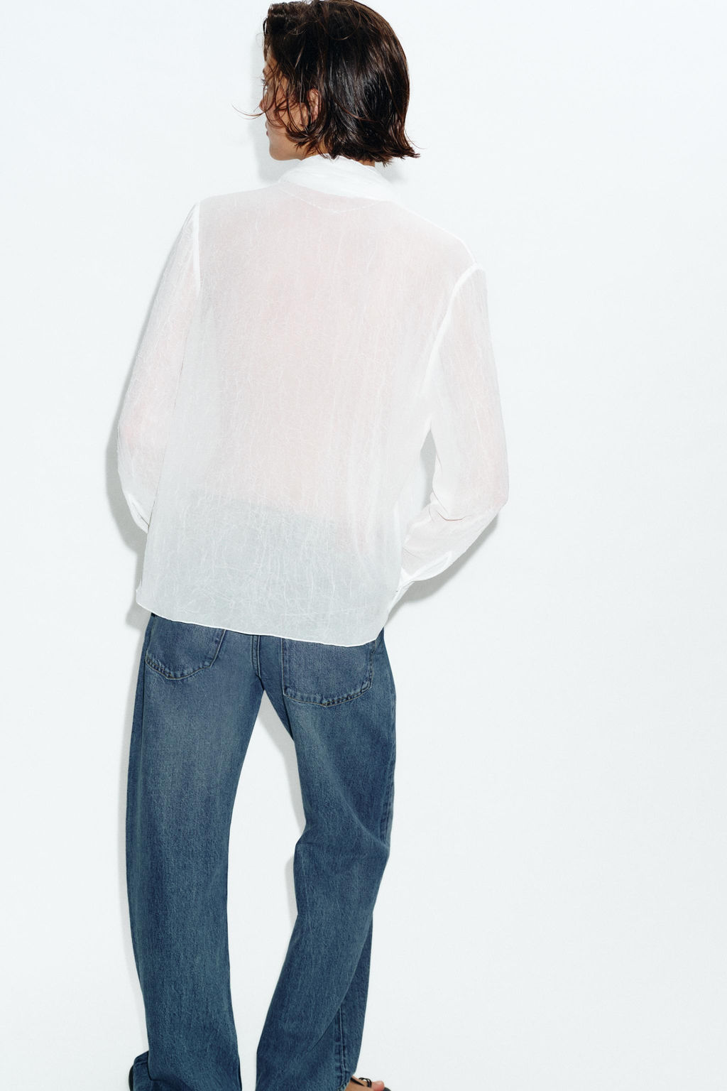 BLUSA SEMITRANSPARENTE FLOR / Blanco - Zara фото 7