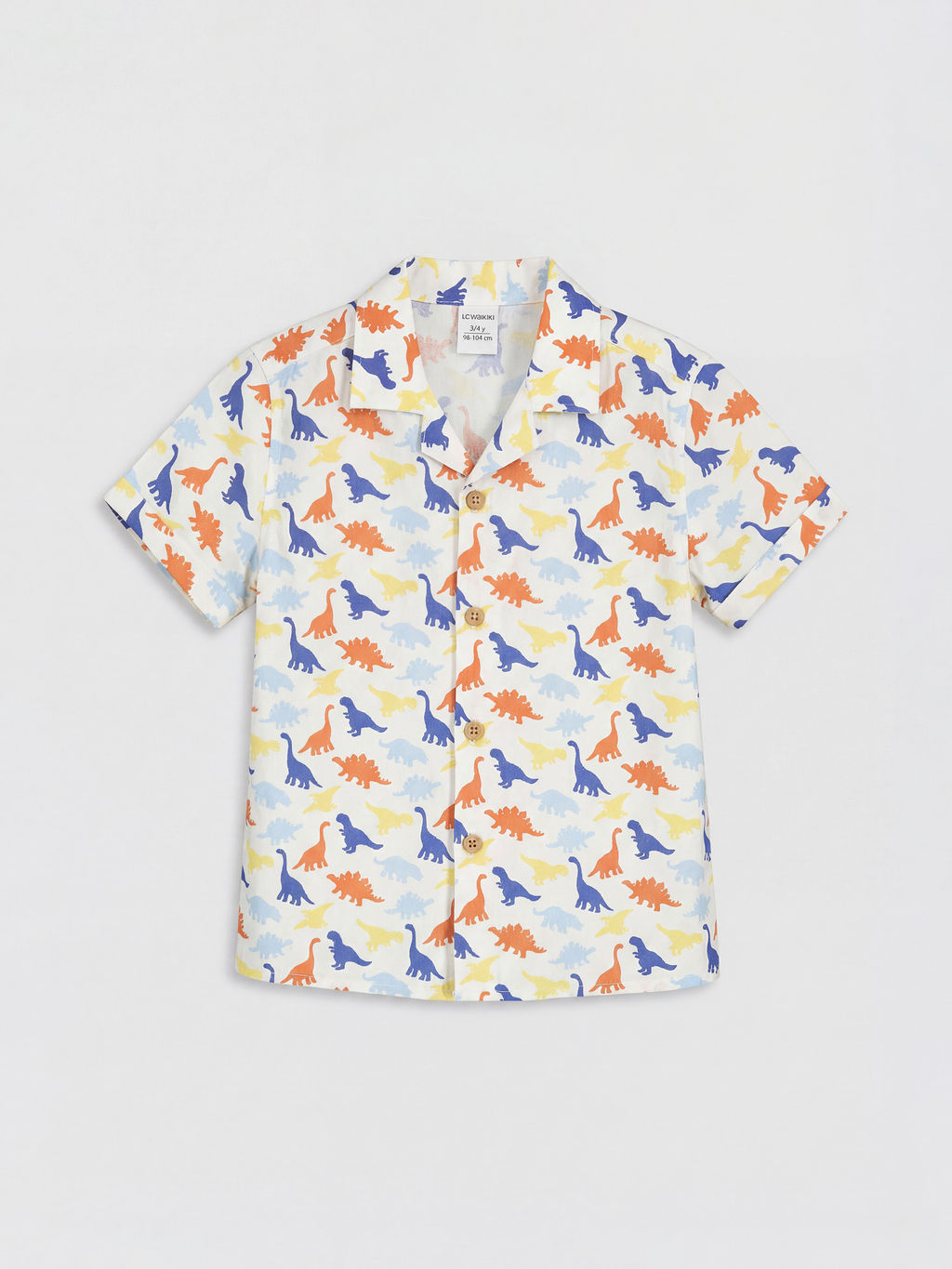 Resort Yaka Dinozor Bask?l? Erkek ?ocuk G?mlek