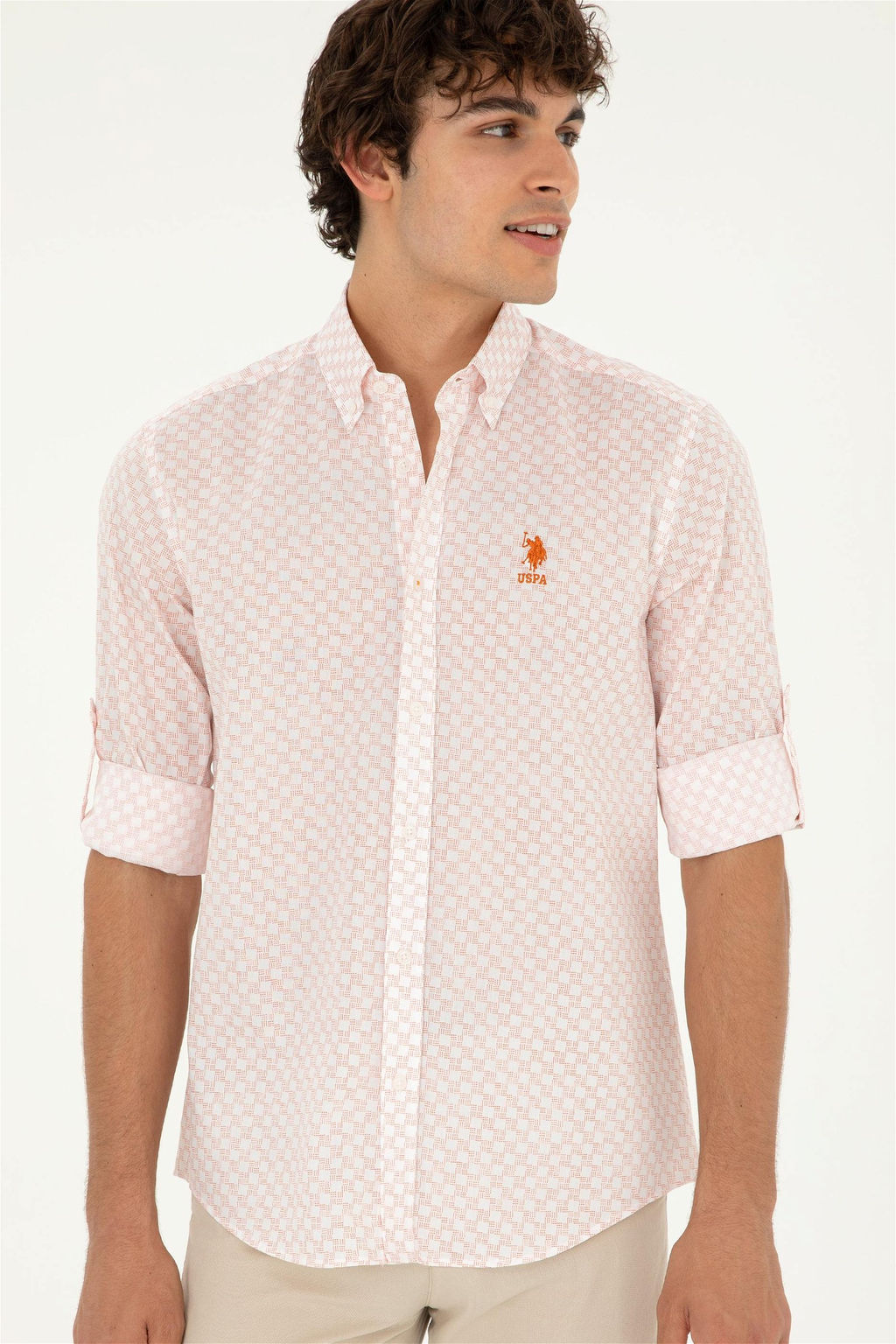 U. S. Polo Assn / Мужская пудровая рубашка с длинным рукавом - U.s. polo assn фото 3