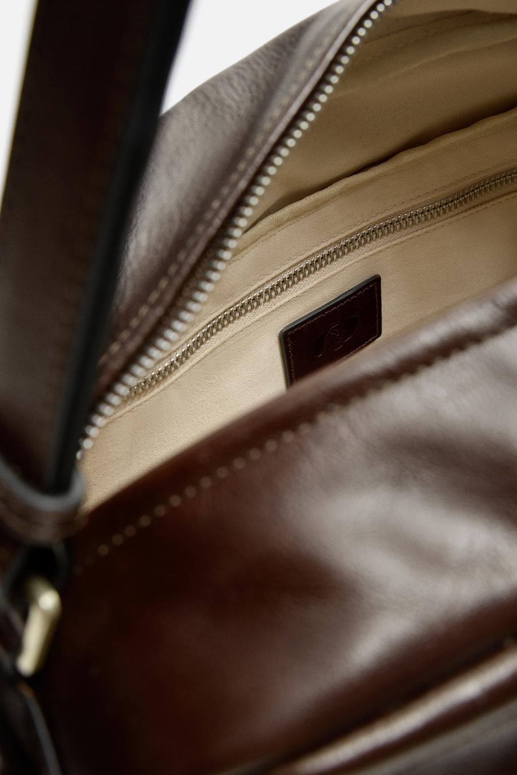 MULTI-POCKET LEATHER CROSSBODY BAG - Zara фото 4