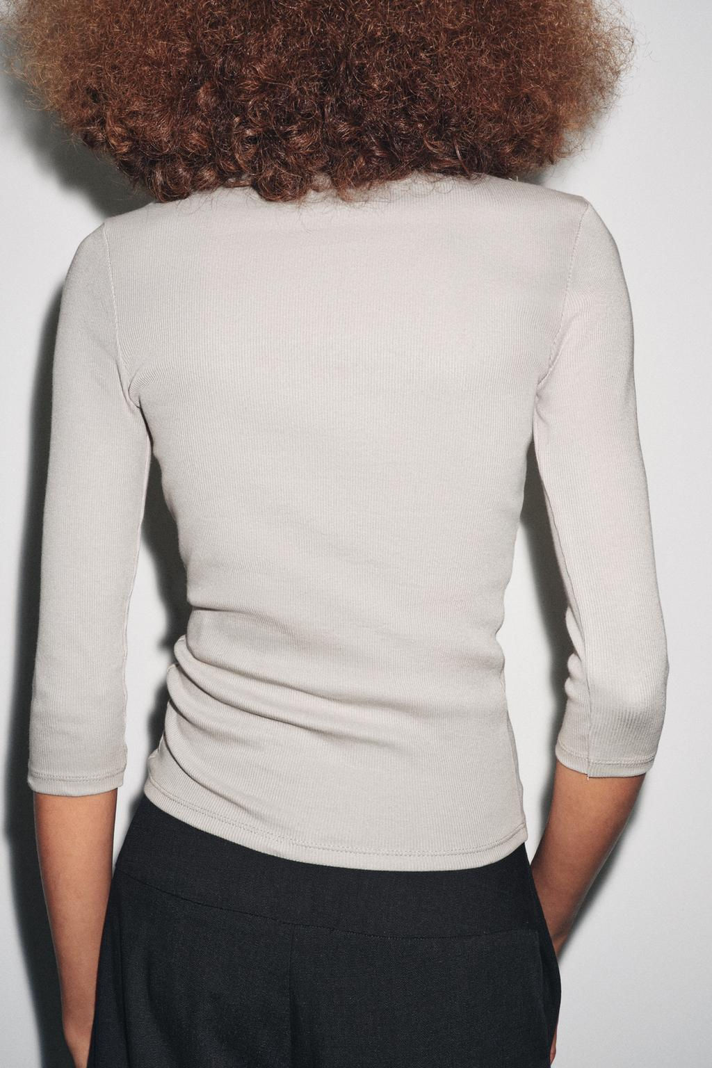 COTTON BOAT NECK T-SHIRT - Zara фото 13