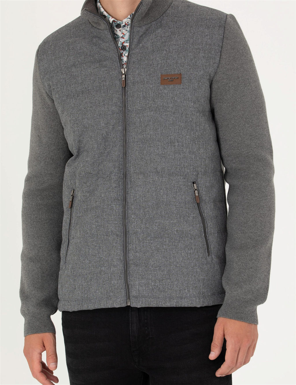Gri Melanj Slim Fit Fermuarl_ Triko H_rka