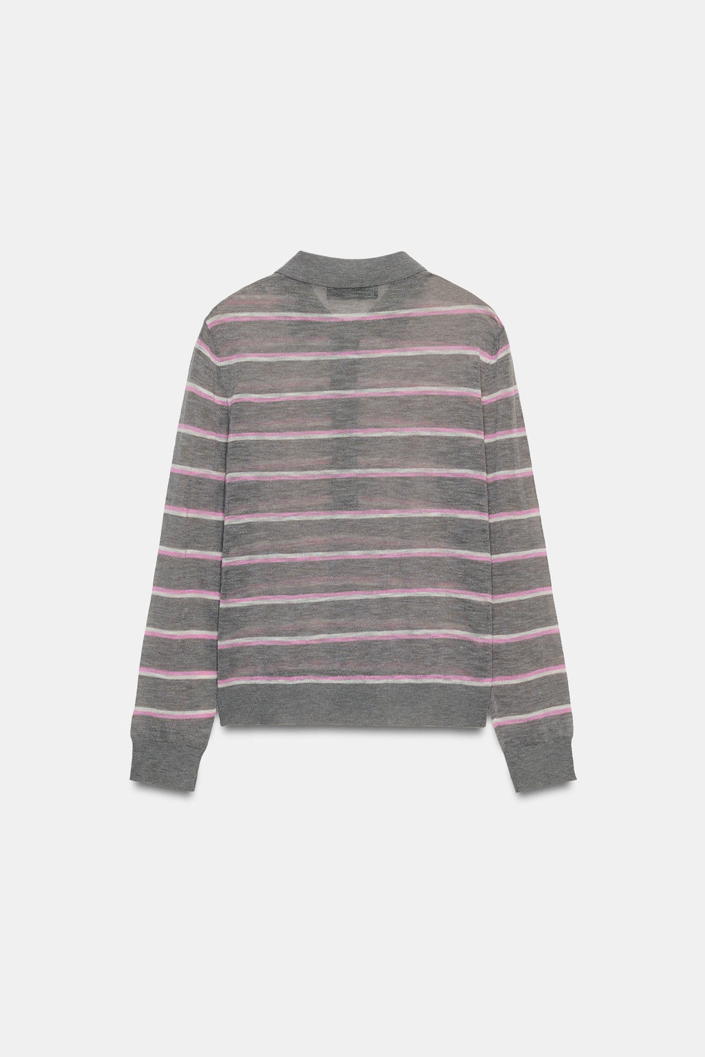 POLO EXTRAFINO CON LANA RAYAS / Gris - Zara фото 6