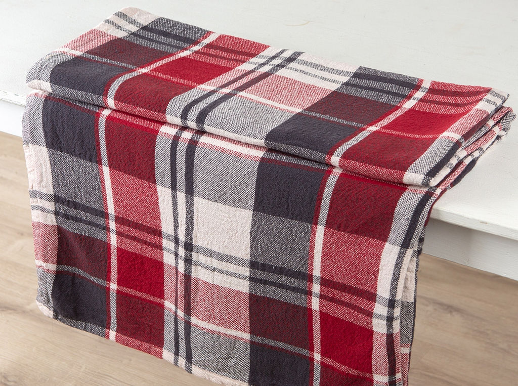 23С148-ШР/у/л.суп/ст 200*210 Плед "Клетка" цв. 3 рис. 7 крас.с черн.