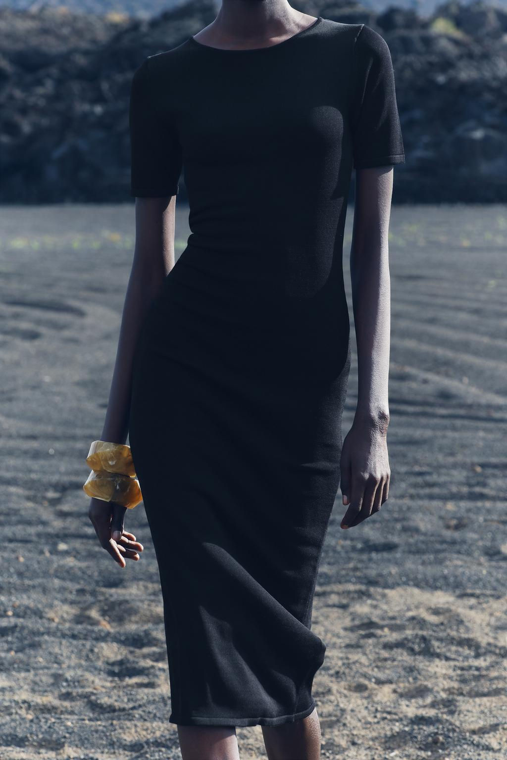 FITTED PLAIN KNIT MIDI DRESS - Zara фото 2