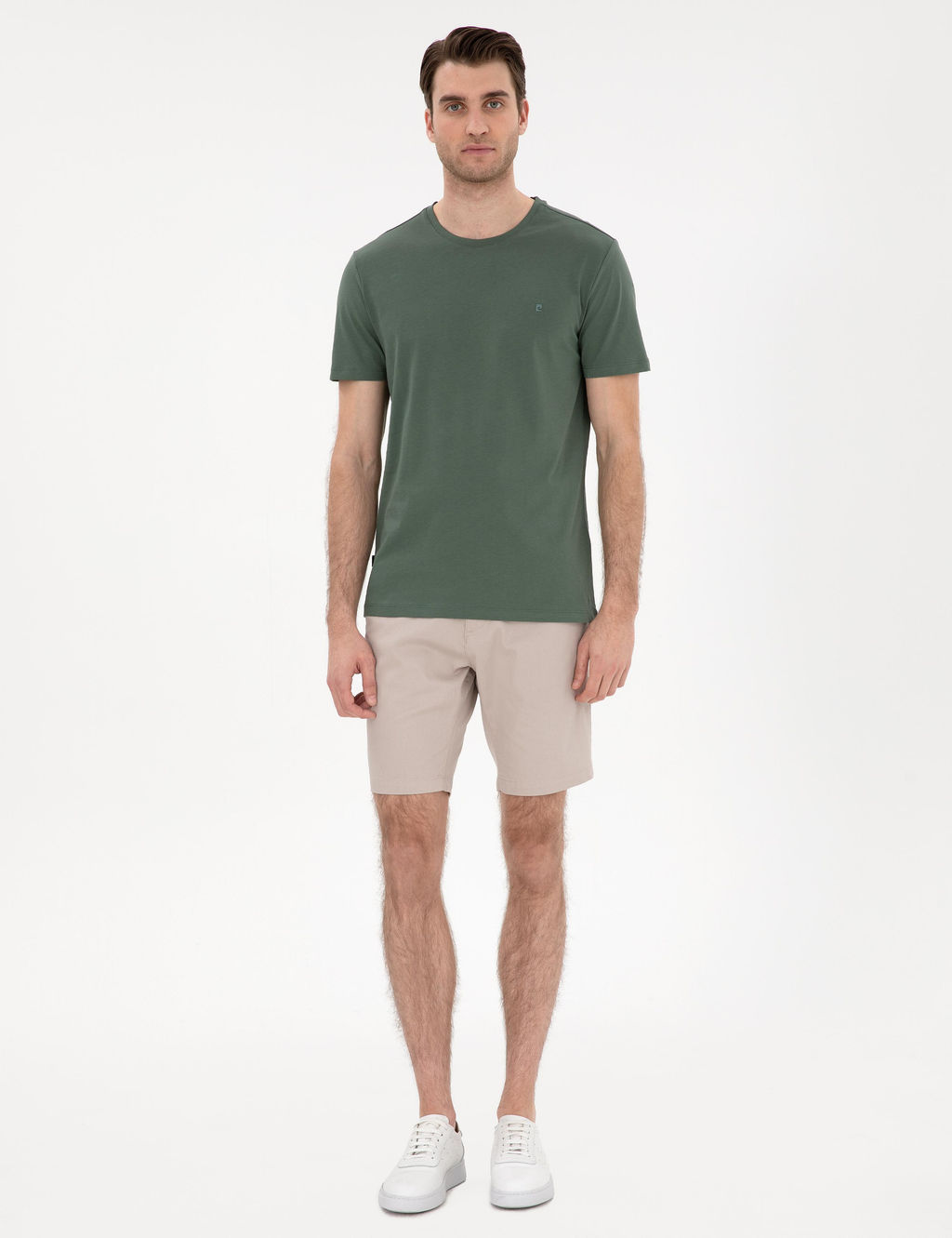 Haki %100 Pamuk Slim Fit Bisiklet Yaka Basic Ti__rt - Pierre cardin фото 4