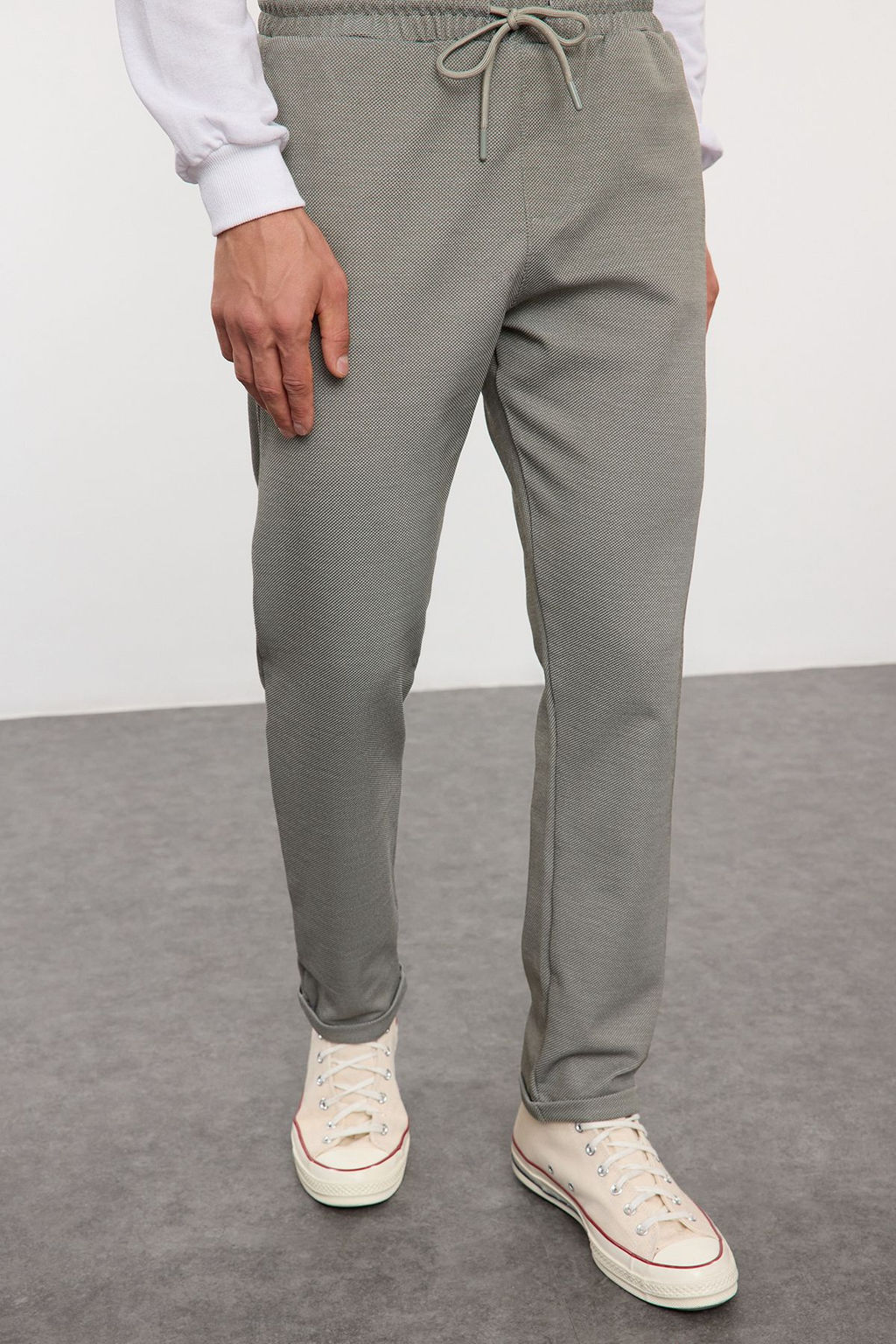TRENDYOL MAN Bej Regular Fit Orme Esnek Rahat Beli Baglamal? Lastikli Duble Paca Kumas Pantolon TMNAW25PL00002 - Trendyolmilla фото 2