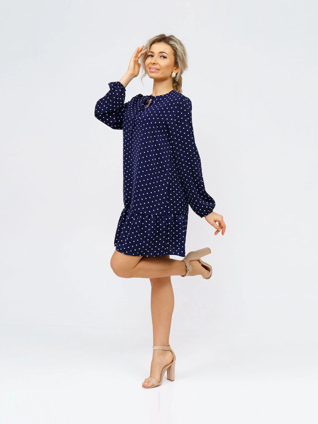 Платье женское, цвет синий белый