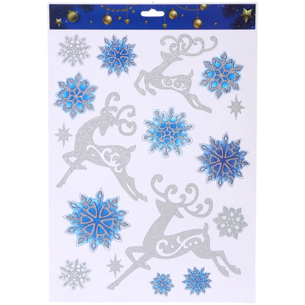 Цена за 4 шт. Наклейка на стекло "Волшебная зима" 41*19 см, микс