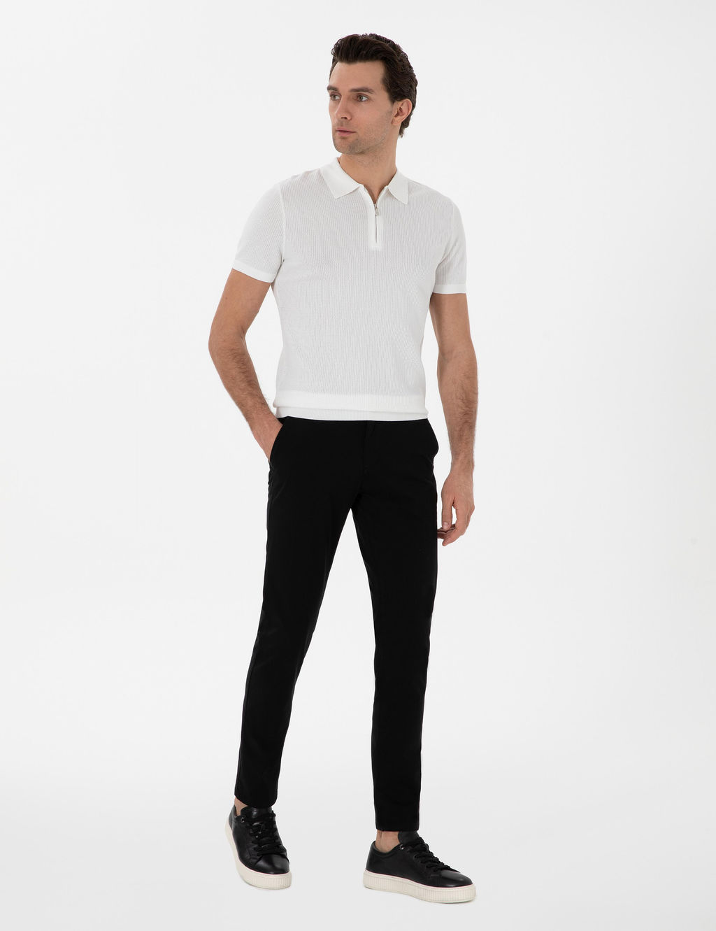 Siyah Slim Fit Pamuk Kar___ml_ Kanvas Pantolon - Cacharel фото 3