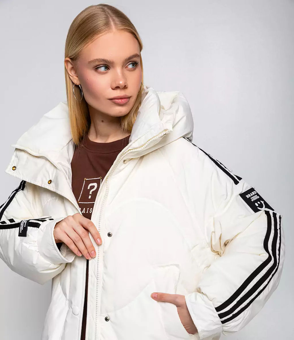 Пальто-пуховик #КТ18207, молочный