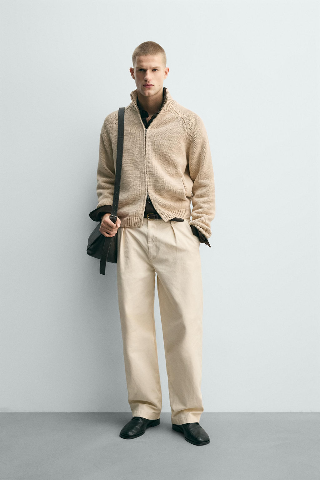 WASHED TEXTURED KNIT CARDIGAN