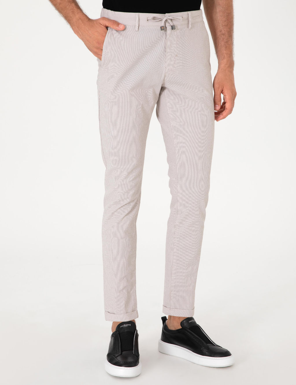 Bej Slim Fit Gofreli Beli Ba_c_kl_ Spor Pantolon - Cacharel фото 2