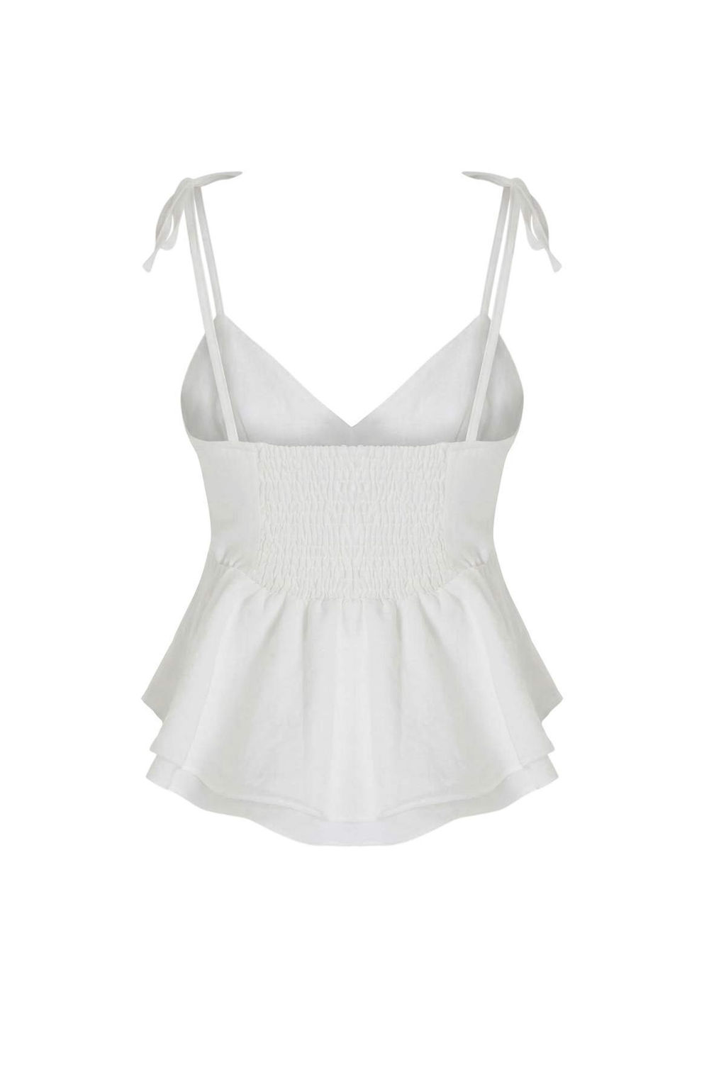 Beyaz Ask?lar? Baglama Detayl? S?rt? Gipeli Dokuma Bluz TWOSS26BZ00413