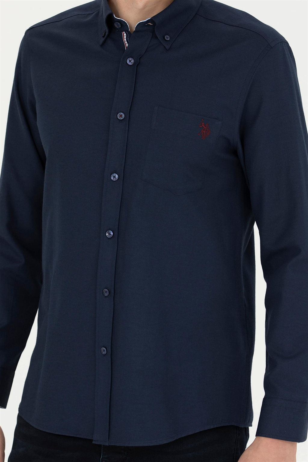 Мужская темно-синяя рубашка с длинным рукавом - U.s. polo assn фото 13