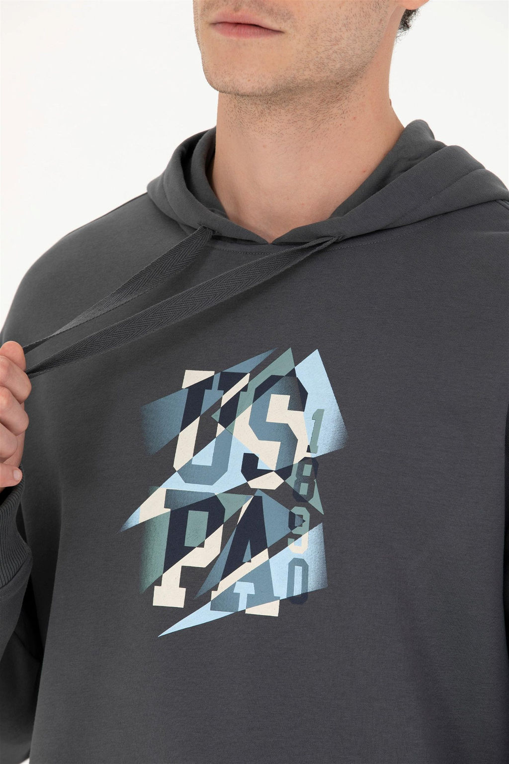 U. S. Polo Assn Мужская толстовка оверсайз с капюшоном антрацитового цвета - U.s. polo assn фото 14