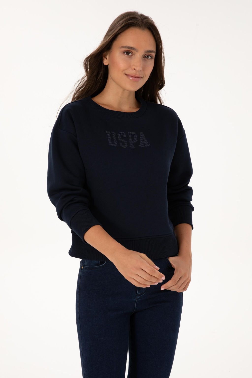 Kad_n Lacivert Basic Sweatshirt Sepette S_rpriz _ndirim - U.s. polo assn фото 3