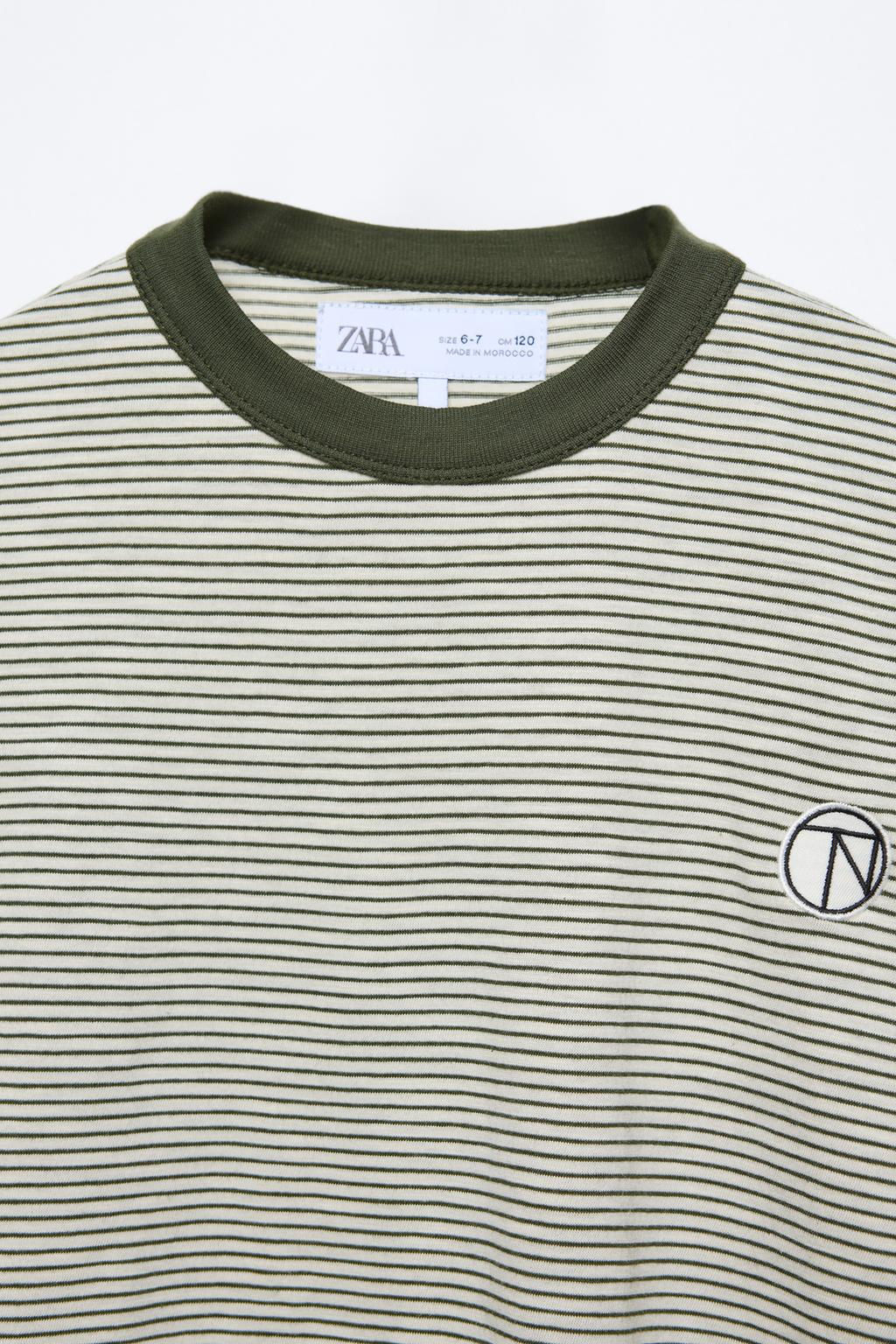 STRIPED T-SHIRT WITH EMBROIDERED PATCH - Zara фото 4