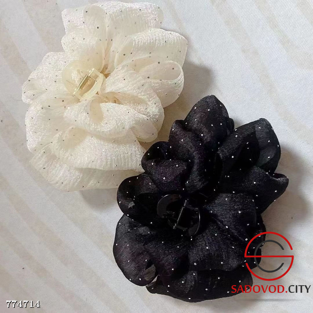 Крабик бант пышный для волос со стразами