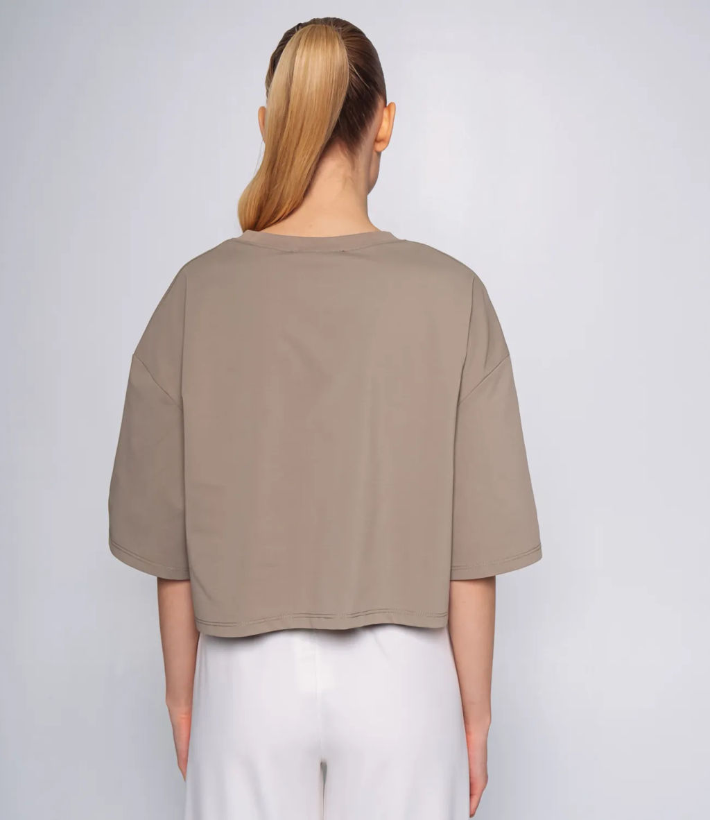 Футболка #ОКТ095009, бежево-серый