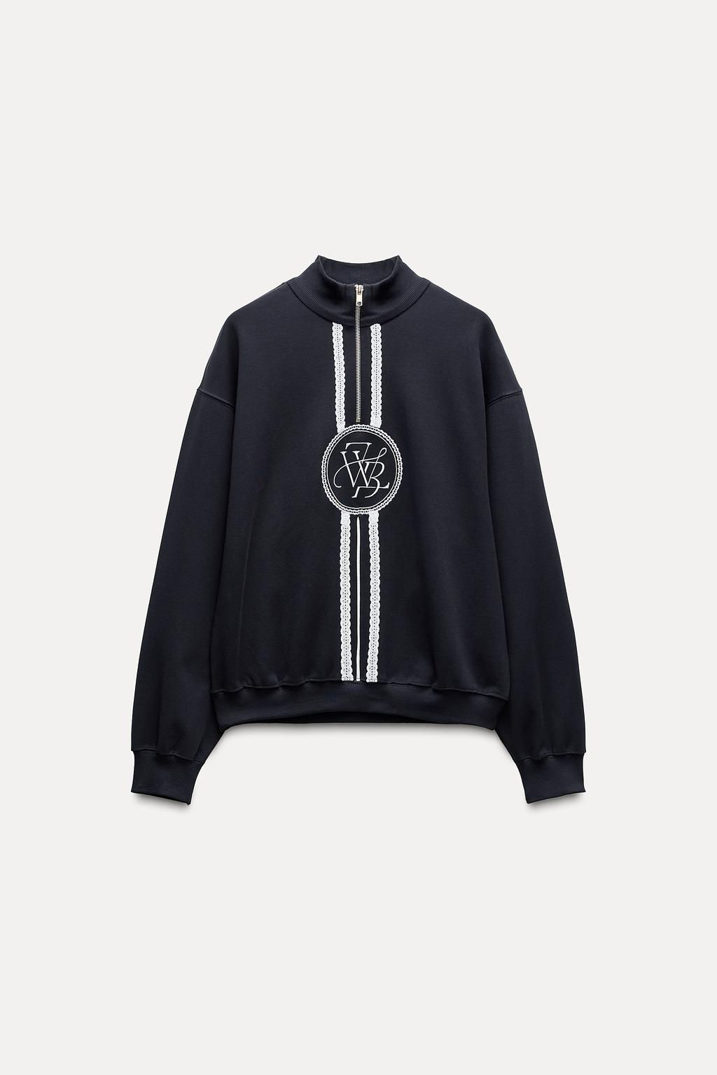 LACE TRIM SWEATSHIRT WITH EMBROIDERY - Zara фото 4