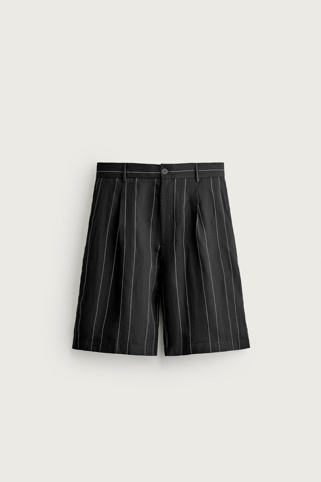 BERMUDA RELAXED FIT PLIEGUES RAYAS / Negro - Zara фото 7
