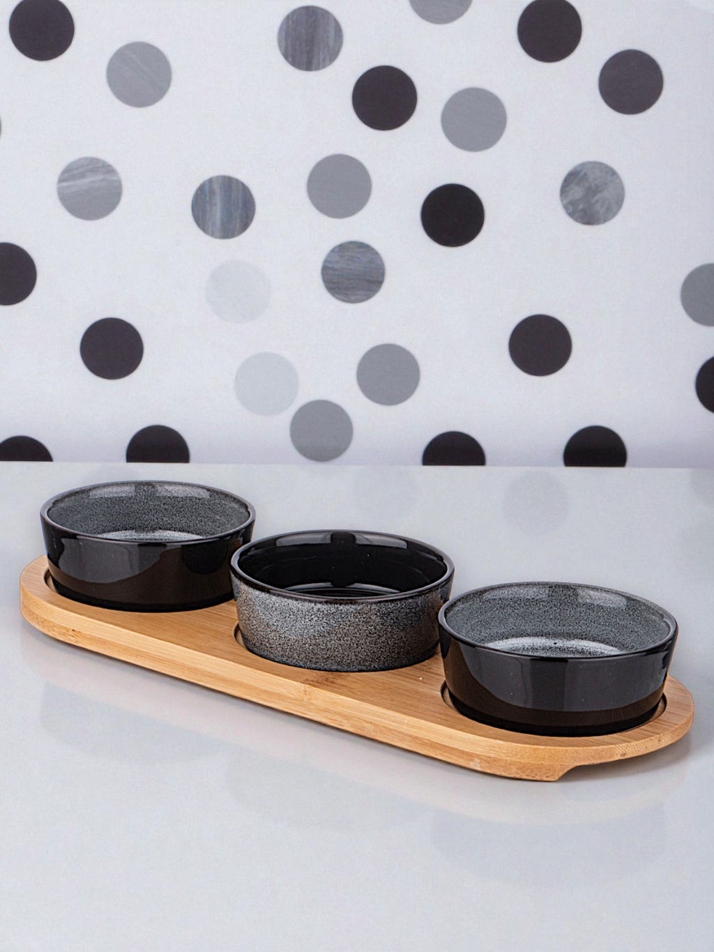 Набор 3 соусника Lefard Graphite 60 мл 26×9,2×3,5 см на деревянной подставке  фото 8