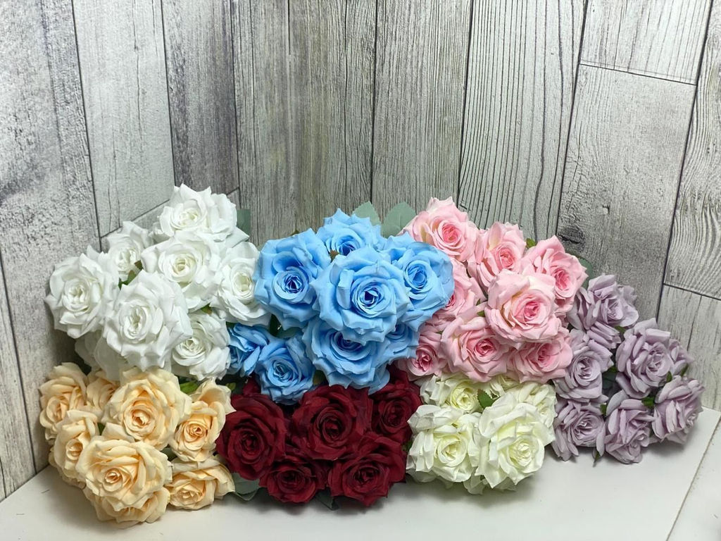 Розы сиреневые букет 9 голов, 50см , бутон 9см. - Buro фото 2