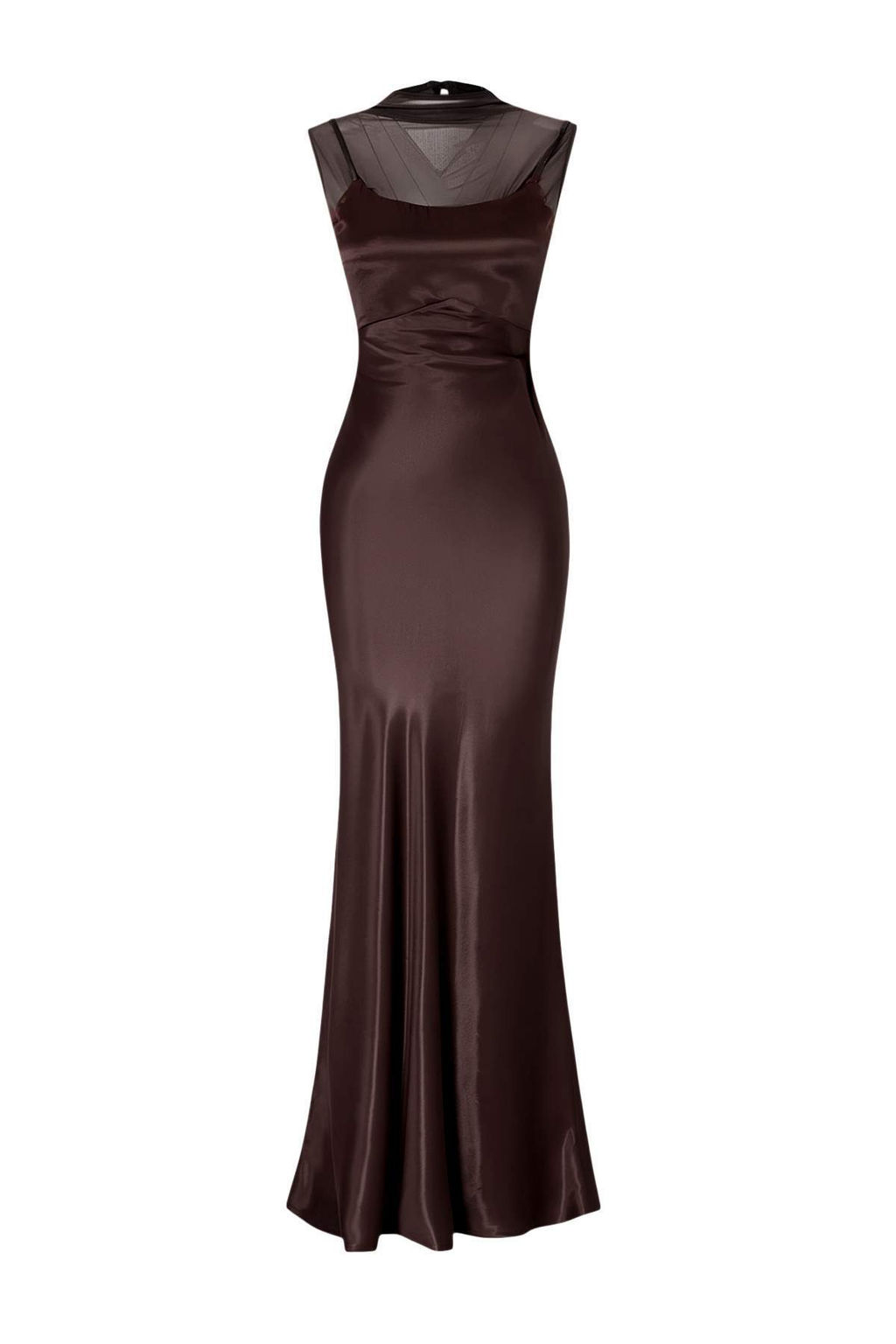 Kahverengi Duz Saten Maxi Abiye & Mezuniyet Elbisesi TPRSS26AE00168 - Trendyolmilla фото 4