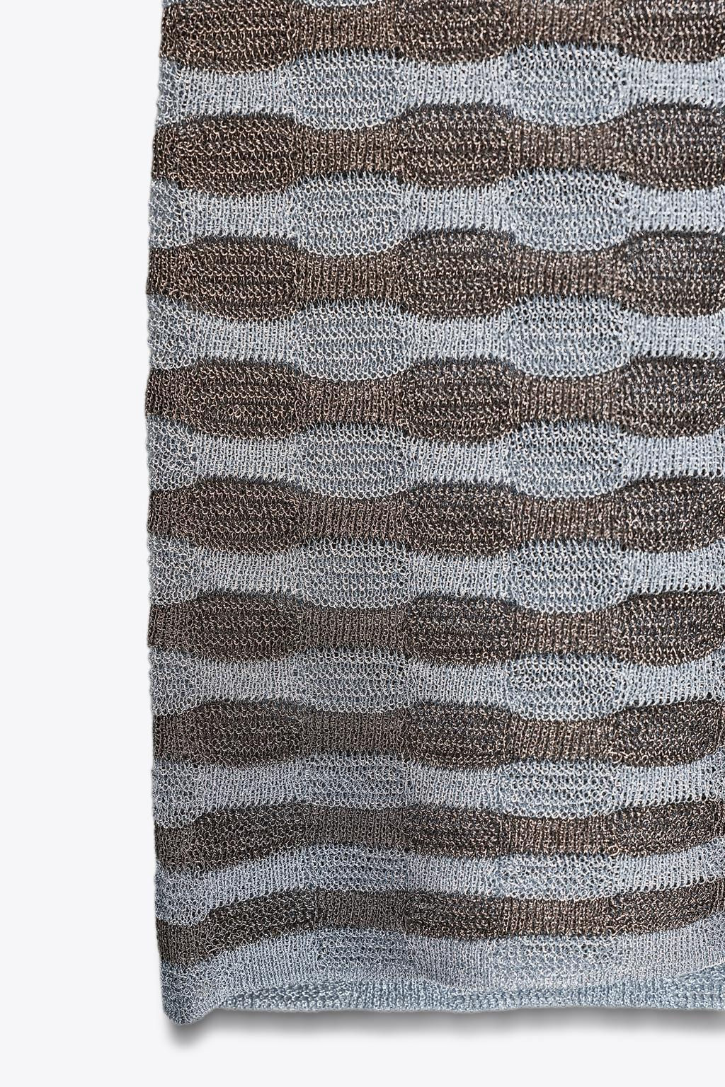STRIPED METALLIC THREAD DRESS - Zara фото 4