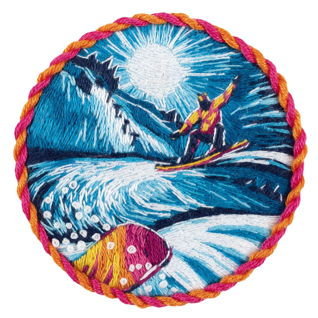 Набор для вышивания PANNA Живая картина JK-2337 Брошь. Сноуборд 5.5 х 5.5 см