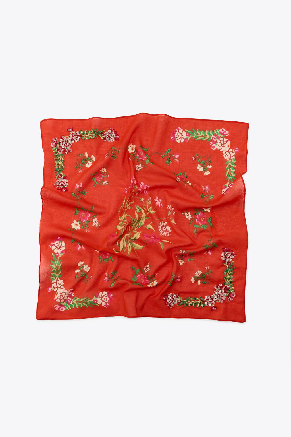 EMBROIDERED COTTON SCARF - Zara фото 2