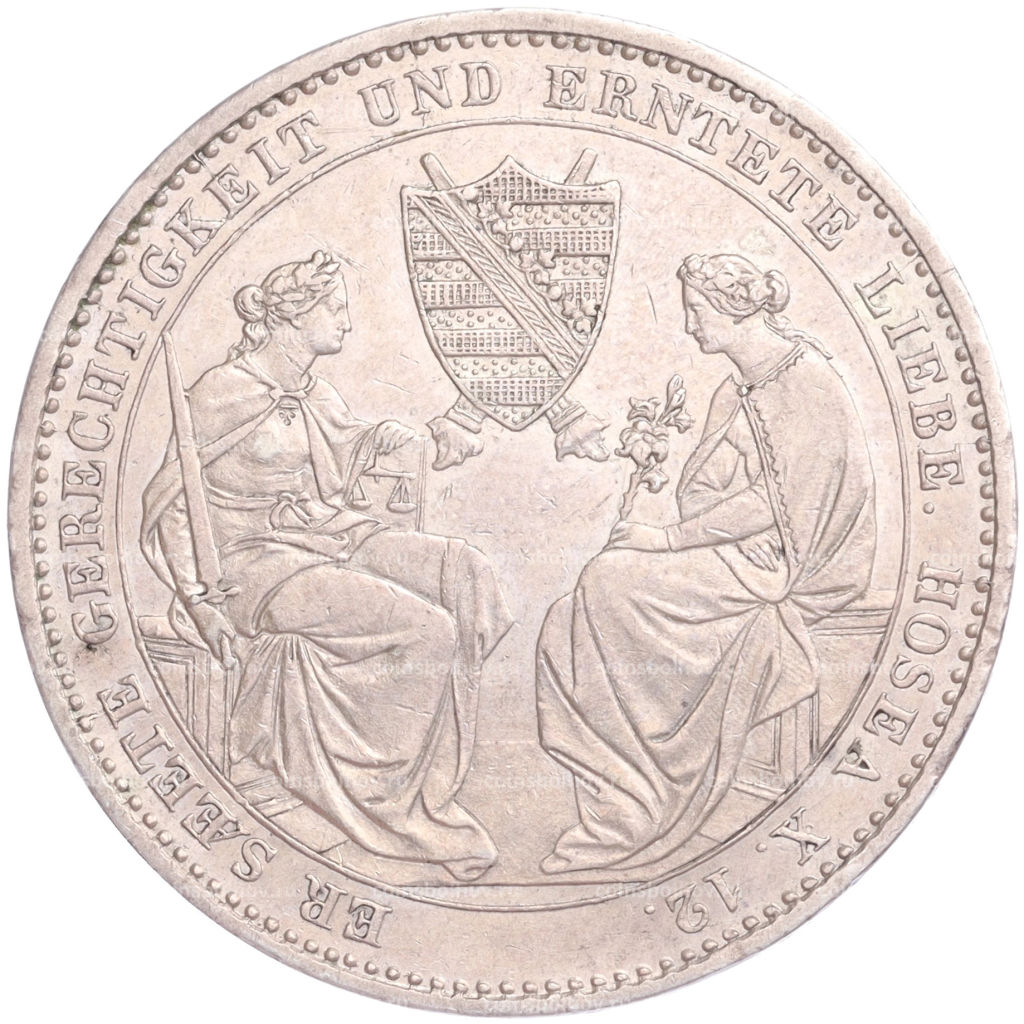 1 талер 1854 года Саксония Смерть Короля Фридриха Августа II