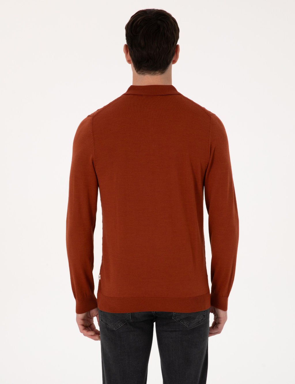 Karamel Slim Fit Y_n Kar___ml_ Polo Yaka Triko Kazak