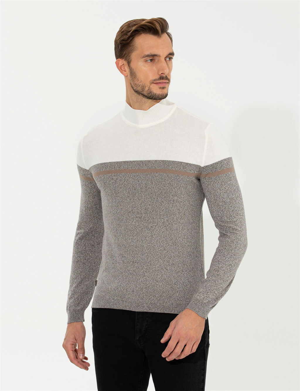 Vizon Melanj Slim Fit Bal_k__ Yaka Triko Kazak - Pierre cardin фото 2