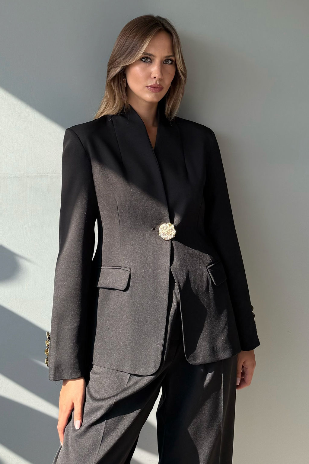 Siyah Gold Dugme Detayl? Blazer Ceket TWOAW26BC00045