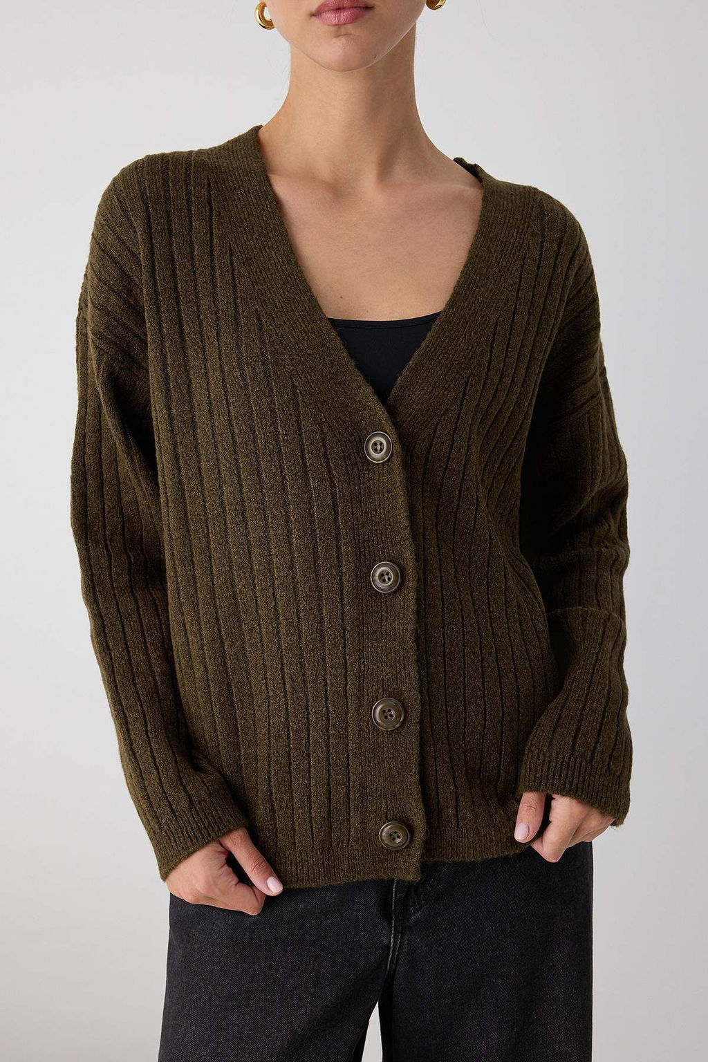 Wardrobe Essentials Haki Yumusak Dokulu Basic Genis Kal?p Triko H?rka | TWOAW26HI00119