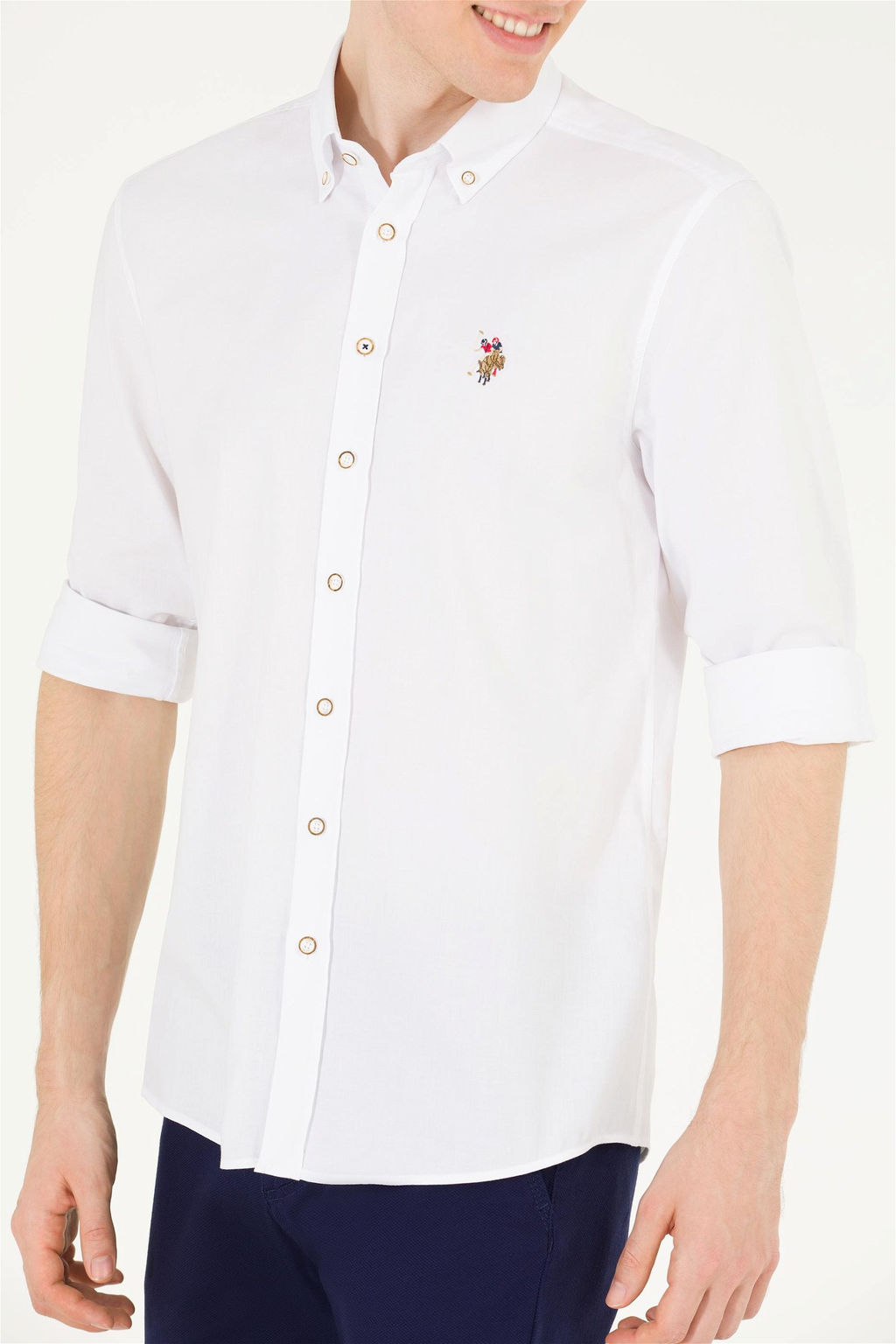 U. S. Polo Assn Мужская белая базовая рубашка с длинным рукавом - U.s. polo assn фото 13