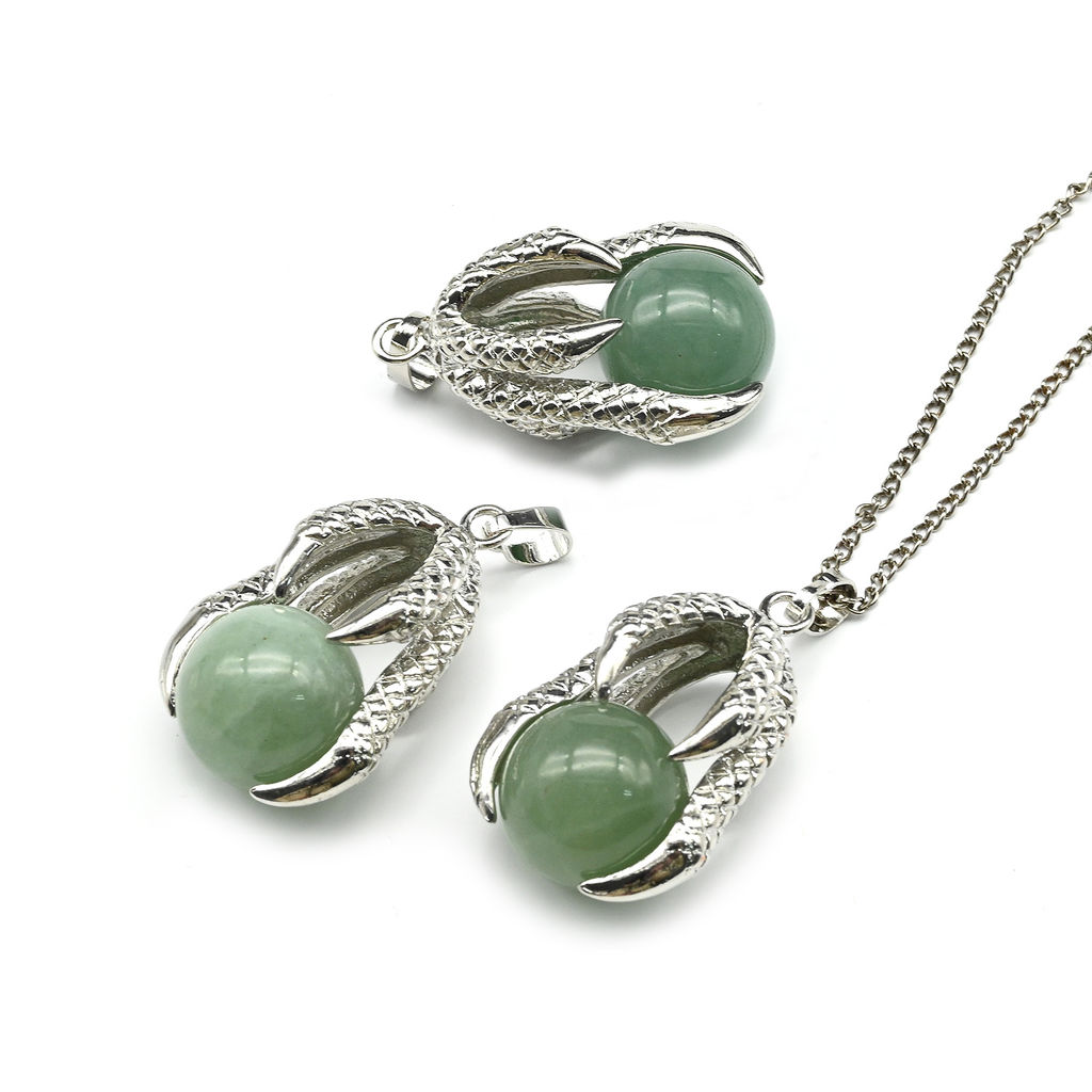 Подвеска Коготь 23*30мм с шариком 16мм из авантюрина зеленого