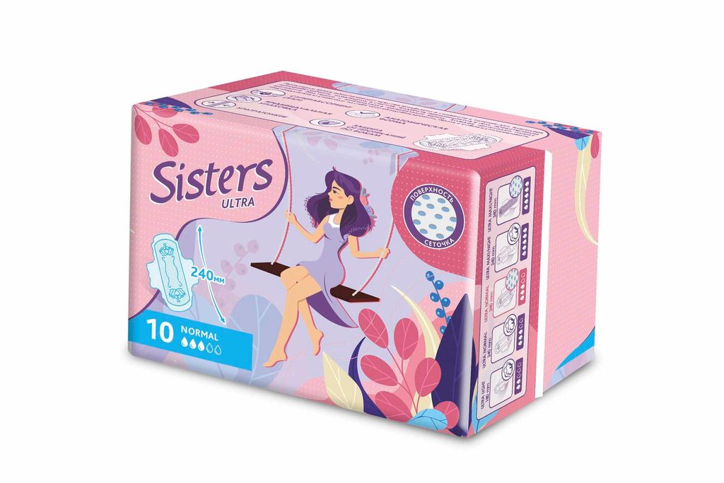 Цена за 4 пачки! Прокладки Систерс ультра нормал сеточка x10